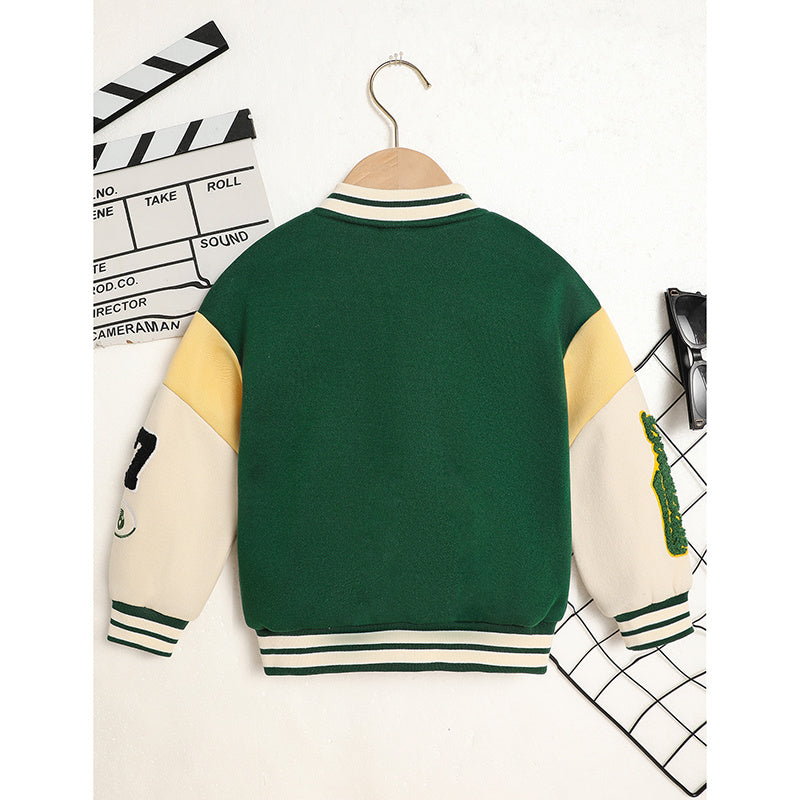 Toddler Kids Boys Girls Letter Embroidered Jacket – Baseball Collar Casual Coat