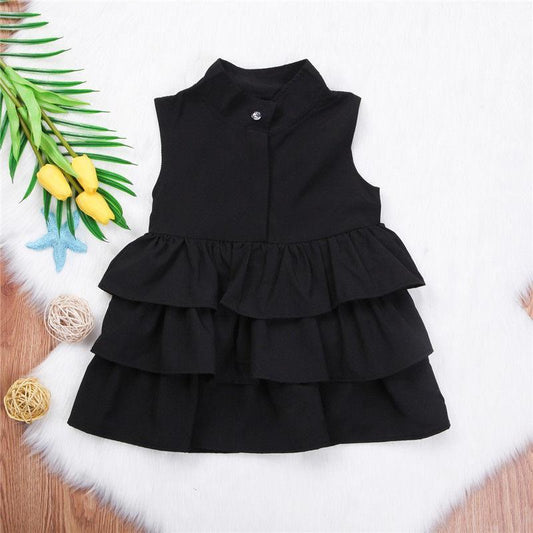 Girls Solid Color Sleeveless Dress – Simple Fashion for Small & Medium Kids