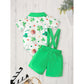 Newborn Baby Boy St. Patrick's Day Outfit – Clover Romper & Suspenders Pants Set