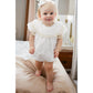 Baby Girl White Lace Romper – Short Sleeve Bubble Jumpsuit for Summer & Weddings