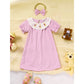 Infant Baby Girls Easter Dress – Plaid Smocked Bunny Embroidery Short Sleeve