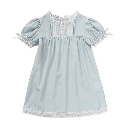 Toddler Girl Summer Princess Party Dress – Lace Puff Sleeve Outfit