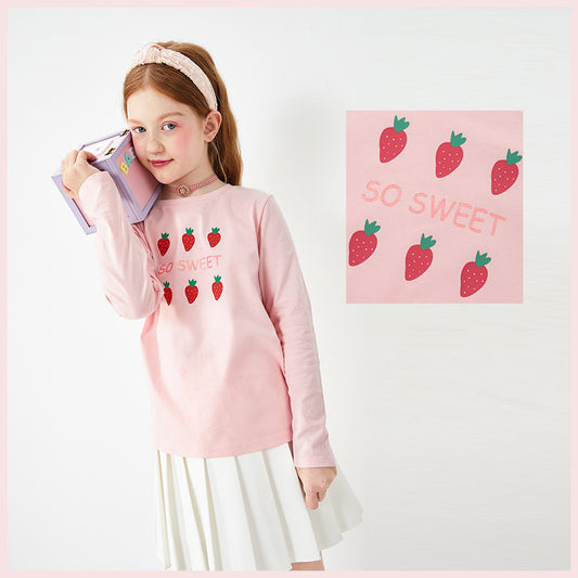 Girls’ Long-Sleeve T-Shirt – Sweet Cotton Bottoming Shirt for Big Kids
