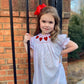 Baby Girl Valentine's Day Dress - Red Heart Embroidery with Headband & Smocked Princess Party Dress