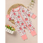 Adorable Infant Back to School Romper – Apple & Pencil Print Long Sleeve Jumpsuit Outfit