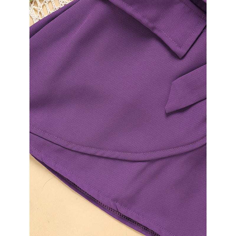 Toddler Girl Outfit Set – Purple Rose Print Top & Belted Skirt | Spring/Fall Holiday Clothes
