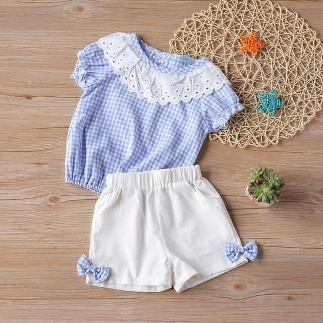 Girls' Summer Clothing Set – Big Bow T-Shirt & Shorts for Kids