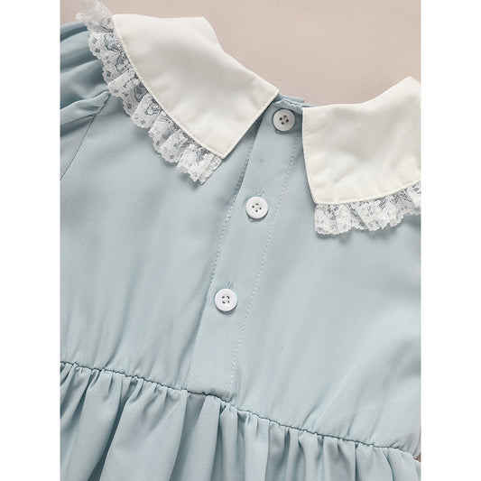 Toddler Girls’ Smocked Dress – Puff Sleeve Lace Princess Party Dress