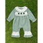 Newborn Baby Girl St. Patrick’s Day Bodysuit – Green Plaid Clover Print Long Sleeve