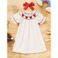 Baby Girl Valentine's Day Dress - Red Heart Embroidery with Headband & Smocked Princess Party Dress