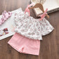 Chiffon Sling Two-Piece Outfit for Girls – Cute Summer Suit with Matching Hat