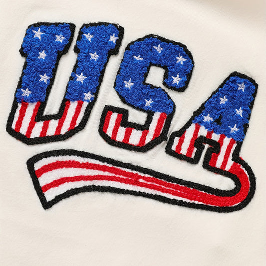 Infant Baby Boy 4th of July Outfit – USA Letter Print Color Block T-Shirt & Shorts Set