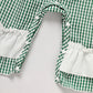 Newborn Baby Girl St. Patrick’s Day Bodysuit – Green Plaid Clover Print Long Sleeve
