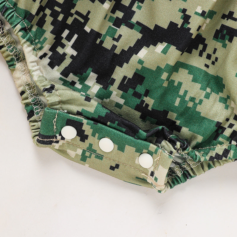 Baby Girl 4th of July Bodysuit – Camouflage Sleeveless Romper for Toddler & Infant