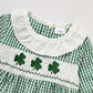 Newborn Baby Girl St. Patrick’s Day Bodysuit – Green Plaid Clover Print Long Sleeve