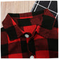 Fashion Girls Long Red Plaid Dress with Belt – Stylish Checkered Party Outfit