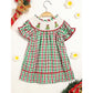 Toddler Infant Baby Girls Christmas Dress – Plaid Short Sleeve Christmas Tree Embroidered Party Outfit