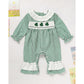 Newborn Baby Girl St. Patrick’s Day Bodysuit – Green Plaid Clover Print Long Sleeve